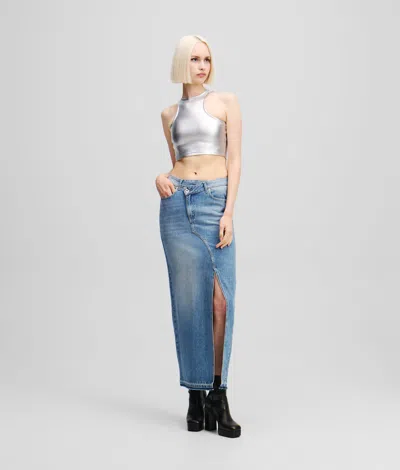 Karl Lagerfeld Denim Maxi Skirt In Blue