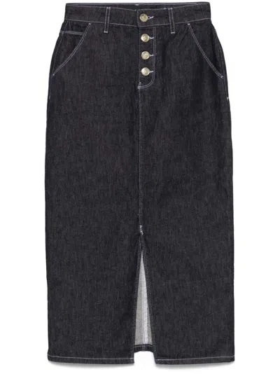 Karl Lagerfeld Denim Midi Skirt In Blue