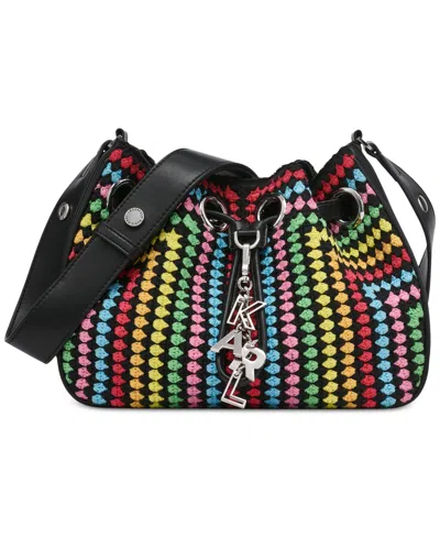Karl Lagerfeld Desiree Small Leather Hobo Bag In Black Multi