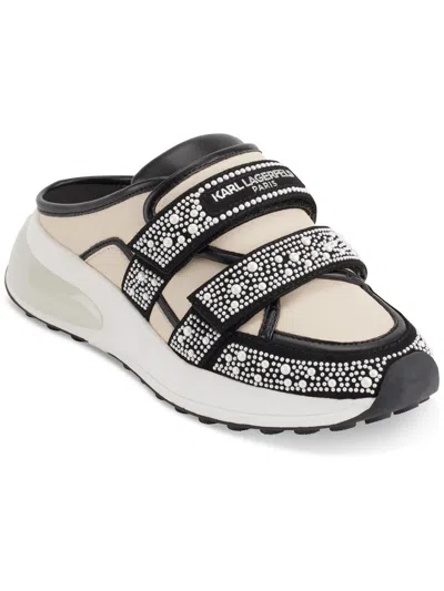 Karl Lagerfeld Devora Womens Faux Leather Embellished Casual And Fashion Sneakers In Black
