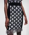 Karl Lagerfeld Diamond Bouclé Fringed Skirt In Black