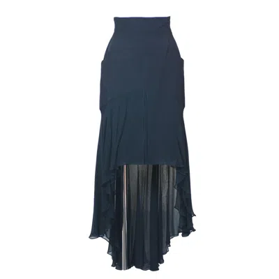 Pre-owned Karl Lagerfeld Dipping Hem Chiffon Skirt In Black
