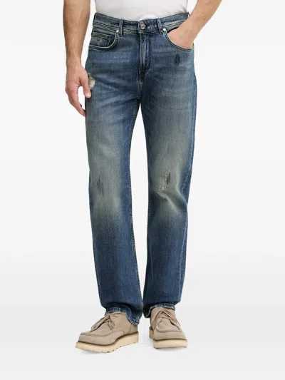 Karl Lagerfeld Distressed Faded Jeans In Blue