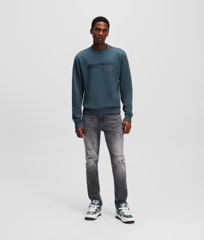Karl Lagerfeld Distressed Slim Jeans In Blue