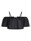 Karl Lagerfeld Off-shoulder Cropped Beach Top In Black