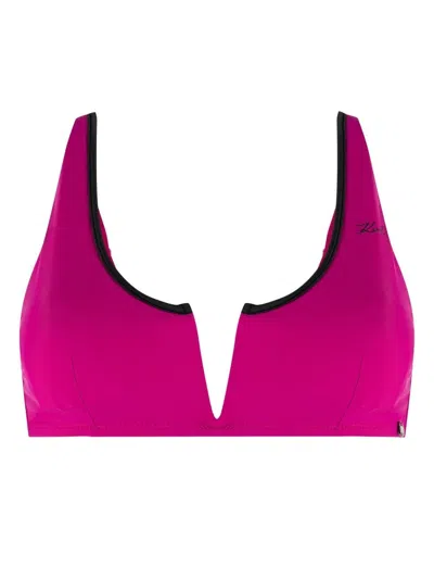 Karl Lagerfeld Dna Binding Bandeau Bikini Top In Purple