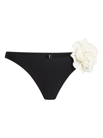 Karl Lagerfeld Dna Flower Bikini Bottom In Black