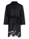 Karl Lagerfeld Dna Signature Semi-sheer Beach Dress In Black