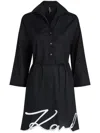 Karl Lagerfeld Dna Signature Semi-sheer Beach Dress In 999 Black