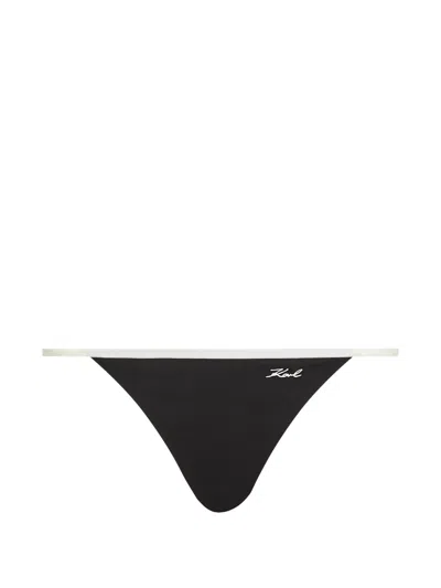 Karl Lagerfeld Dna Signature Thong In Black