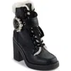 Karl Lagerfeld Dottie Platform Boot With Faux Fur Trim In Black/natural