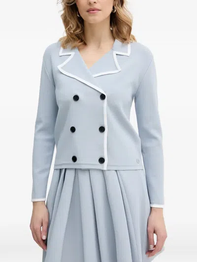Karl Lagerfeld Double-breasted Cardigan In Blue