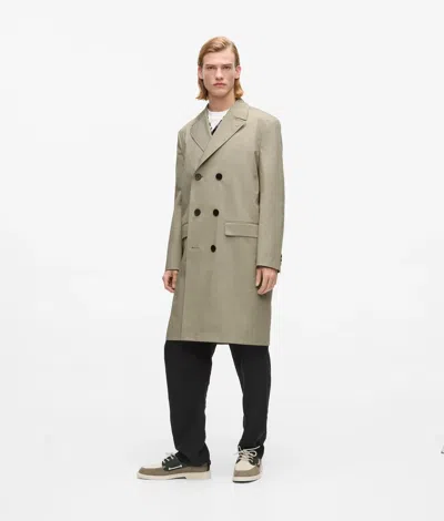 Karl Lagerfeld Double Breasted Overcoat In Brown