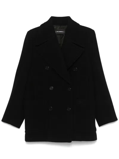 Karl Lagerfeld Double-breasted Peacoat In Black