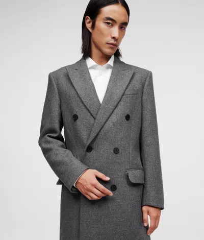 Karl Lagerfeld Double-breasted Tailored Coat In Gray