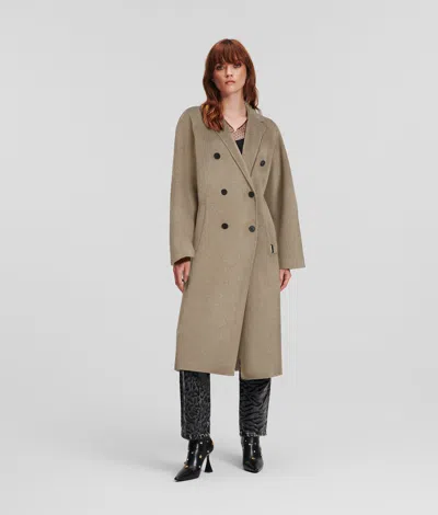 Karl Lagerfeld Double-breasted Wool Coat In Green