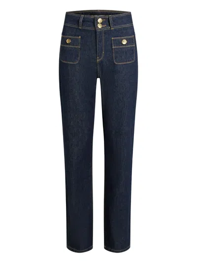 Karl Lagerfeld Double-button Patch-pocket Jeans In Blue