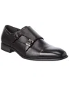 Karl Lagerfeld Double Monk Cap Toe Leather Loafer In Black