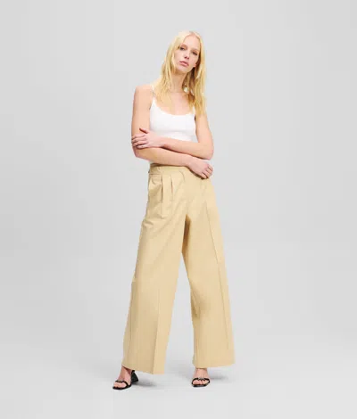 Karl Lagerfeld Double-pleated Wide-leg Pants In Brown