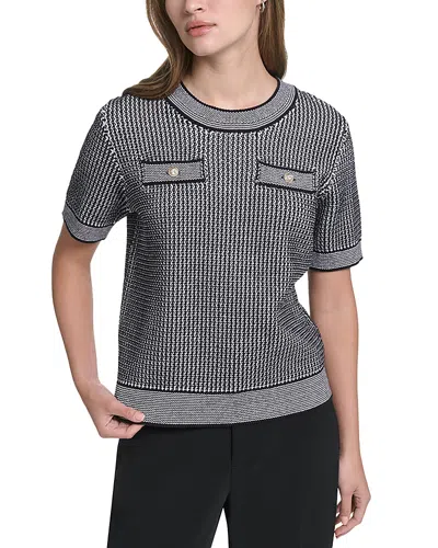Karl Lagerfeld Double Pocket Short Sleeve Sweater In Black