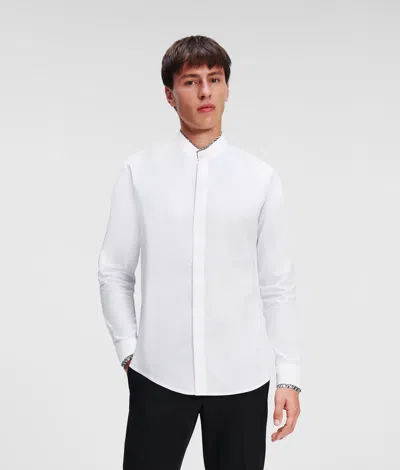 Karl Lagerfeld Double Stand-up Collar Shirt In White