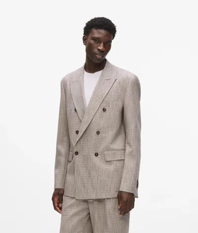 Karl Lagerfeld Double-breasted Peaked-lapel Blazer In Neutral