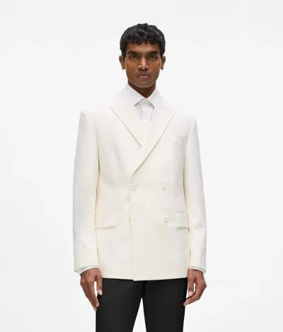Karl Lagerfeld Double-breasted Peak-lapels Blazer In White