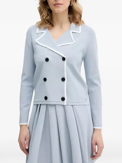 Karl Lagerfeld Double-breasted Cardigan In Blue