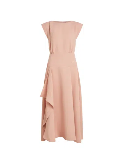 Karl Lagerfeld Draped Cap-sleeve Midi Dress In Pink