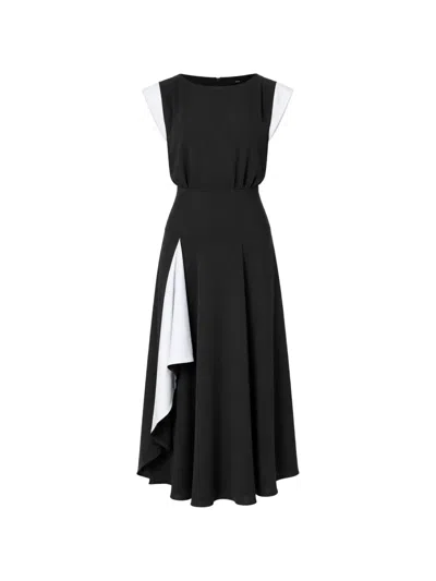 Karl Lagerfeld Draped Panelled Midi Dress In Black