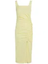 Karl Lagerfeld Draped Stretch-cotton Dress In Yellow