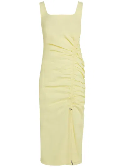 Karl Lagerfeld Draped Stretch-cotton Dress In Yellow