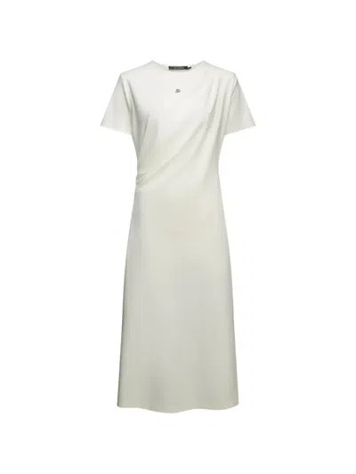 Karl Lagerfeld Draped T-shirt Midi Dress In White