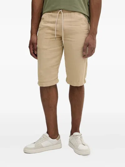Karl Lagerfeld Drawstring Linen Shorts In Yellow
