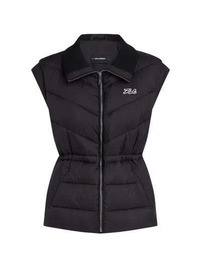 Karl Lagerfeld Signature Lightweight Padded Gilet In Black