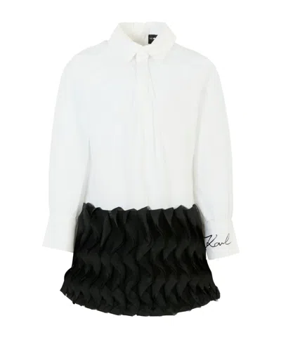 Karl Lagerfeld Dress In Cotton Poplin In White
