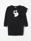 Karl Lagerfeld Printed Cotton Jersey Dress In Schwarz
