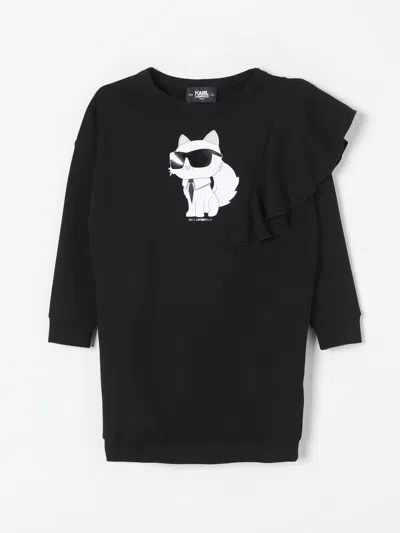 Karl Lagerfeld Printed Cotton Jersey Dress In Schwarz
