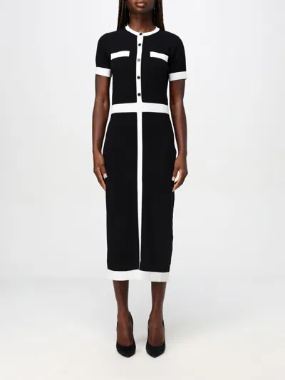 Karl Lagerfeld Short-sleeve Knitted Midi Dress In Schwarz