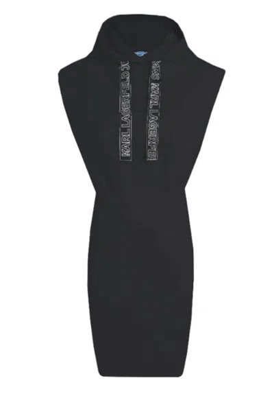 Karl Lagerfeld Dress Klj Sless Hoodie Dress In Black