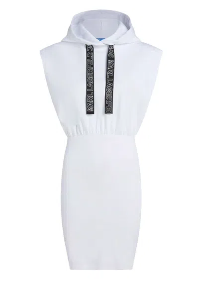 Karl Lagerfeld Dress Klj Sless Hoodie Dress In White