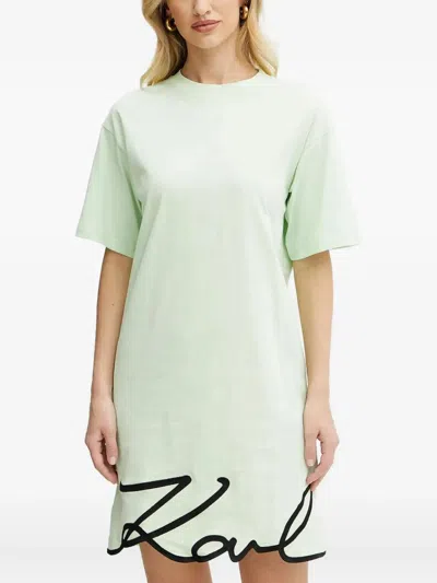 Karl Lagerfeld Dress With Embroidered Logo In Green