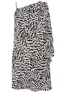 Karl Lagerfeld Elektrika-print Draped Minidress In Elecblkwht