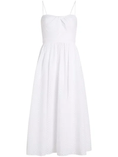 Karl Lagerfeld Twist-detail Flared Midi Dress In White