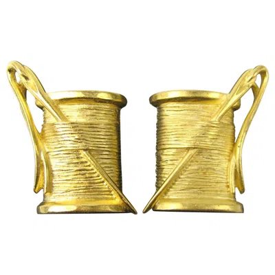 Pre-owned Karl Lagerfeld Earrings "needle & Thread" New, Never Worn 1990s In Yellow