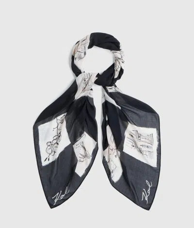 Karl Lagerfeld Écharpe À Carreaux En Modal Mélangé In Black