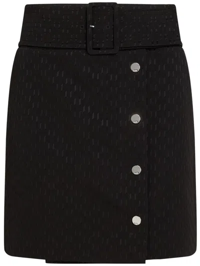 Karl Lagerfeld Elegant Black Skirt With Silver Monogram Buttons