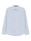 Karl Lagerfeld Elongated Logo Stripe Shirt In Blue