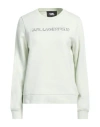 Karl Lagerfeld Elongated Logo Zebra Sweat Woman Sweatshirt Light Green Size S Organic Cotton, Recycl In Green