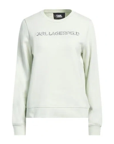 Karl Lagerfeld Elongated Logo Zebra Sweat Woman Sweatshirt Light Green Size S Organic Cotton, Recycl